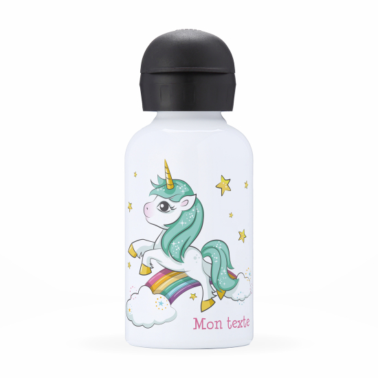 Personalized water bottle for kids - Rainbow unicorn