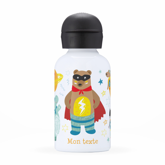 Personalized water bottle for kids - Superhero Animals