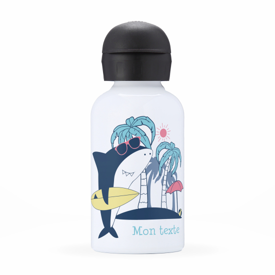 Personalized water bottle for kids - Surfer shark