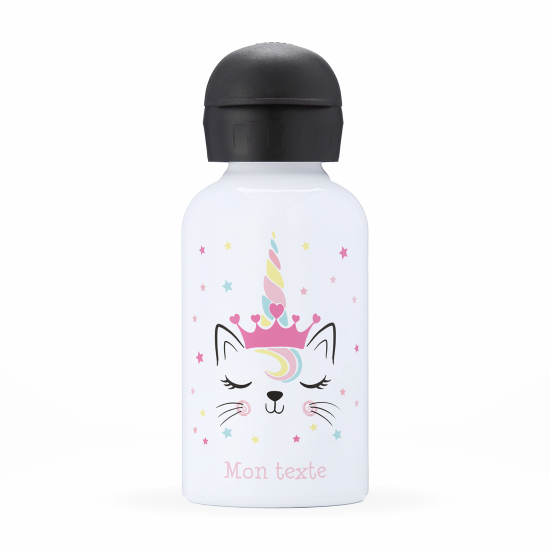 Personalized water bottle for kids - Unicorn cat