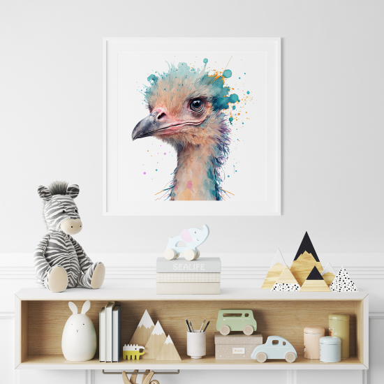 Poster for Kids - Colored ostrich