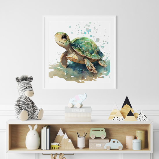 Poster for Kids - Colored turtle