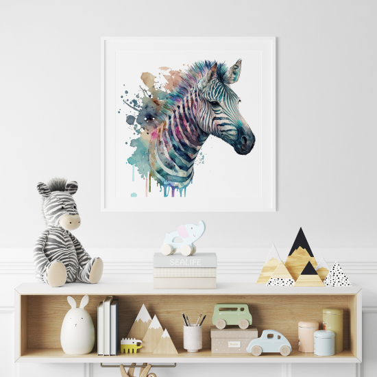 Poster for Kids - Colored zebra