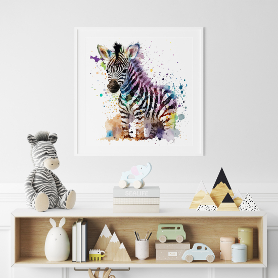 Poster for Kids - Colored zebra