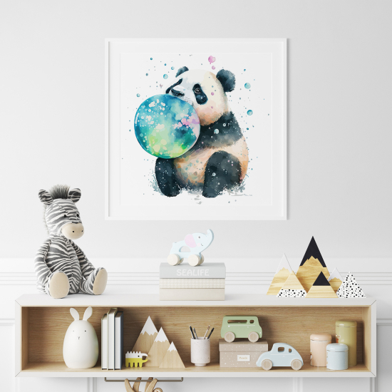 Poster for Kids - Colorful bubble panda