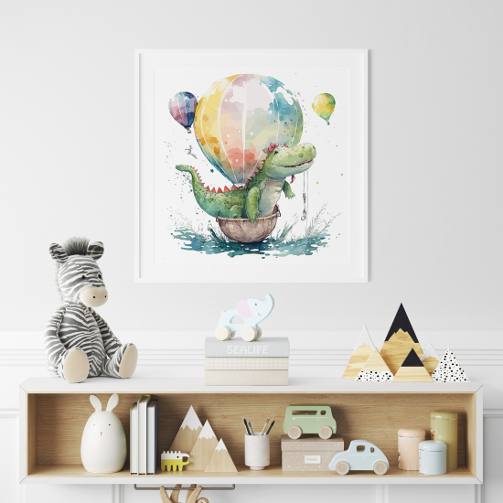 Poster for Kids - Crocodile hot air balloons