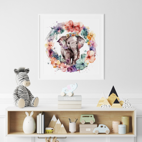 Poster for Kids - Elephant flowers