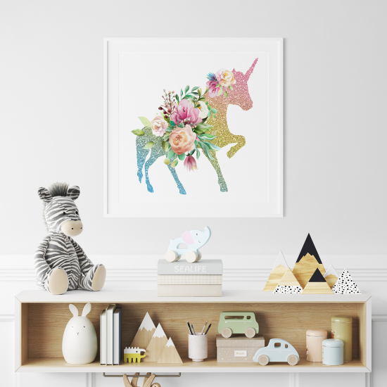 Poster for Kids - Floral Unicorn