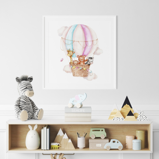 Poster for Kids - Hot Air Balloon Animals