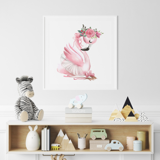 Poster for Kids - Pink Flamingo flowers