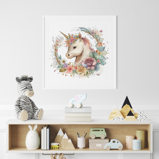 Poster for Kids - Unicorn flowers