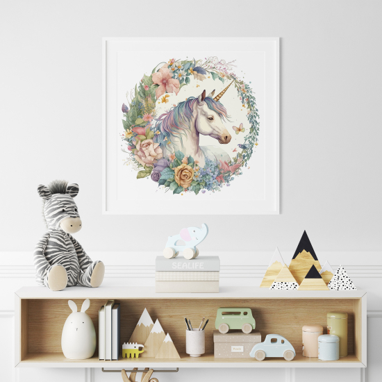 Poster for Kids - Unicorn flowers