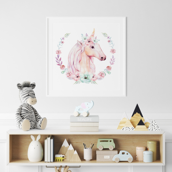 Poster for Kids - Unicorn flowers