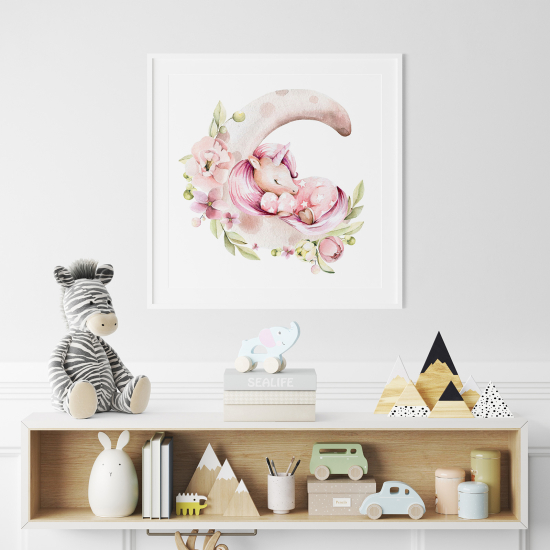 Poster for Kids - Unicorn flowers moon