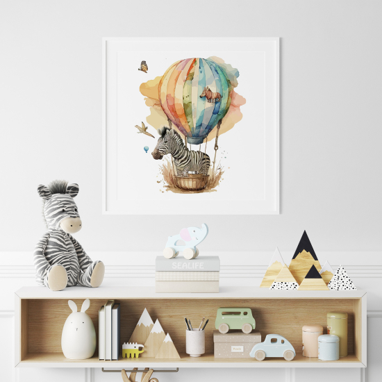 Poster for Kids - Zebra hot air balloon