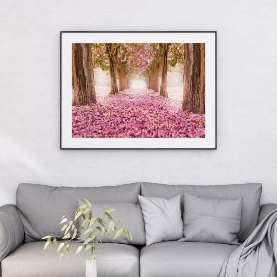 Poster - Landscape path tree in bloom