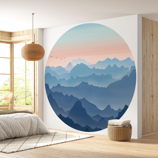 Round / Circle Wall Mural - Wallpaper - Abstract Landscape