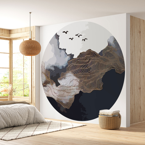 Round / Circle Wall Mural - Wallpaper - Abstract Landscape