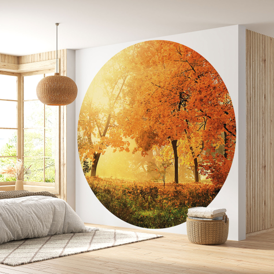 Round / Circle Wall Mural - Wallpaper - Autumn