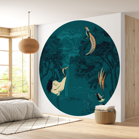 Round / Circle Wall Mural - Wallpaper - Birds