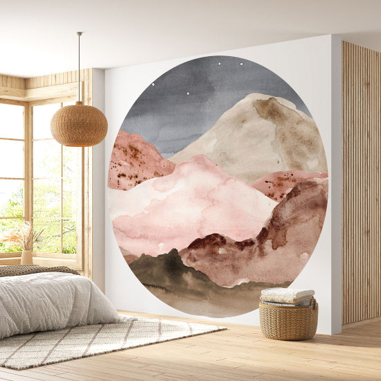 Round / Circle Wall Mural - Wallpaper - Boho landscape