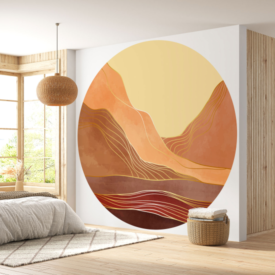 Round / Circle Wall Mural - Wallpaper - Boho landscape