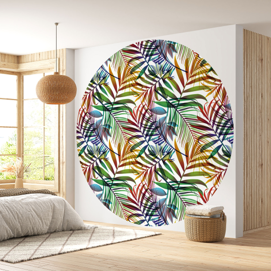 Round / Circle Wall Mural - Wallpaper - Botanical Pattern