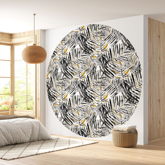 Round / Circle Wall Mural - Wallpaper - Botanical pattern