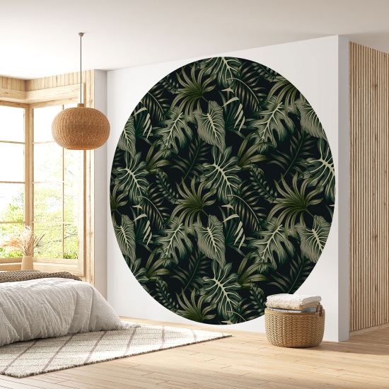 Round / Circle Wall Mural - Wallpaper - Botanical pattern