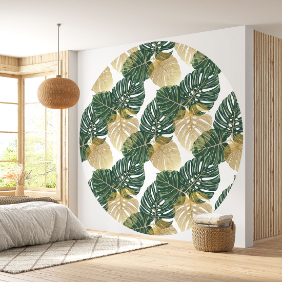 Round / Circle Wall Mural - Wallpaper - Botanical pattern