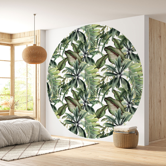 Round / Circle Wall Mural - Wallpaper - Botanical pattern