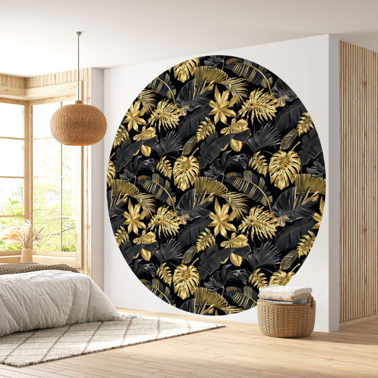 Round / Circle Wall Mural - Wallpaper - Botanical pattern