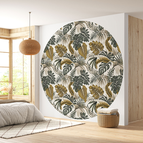 Round / Circle Wall Mural - Wallpaper - Botanical pattern