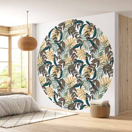 Round / Circle Wall Mural - Wallpaper - Botanical pattern