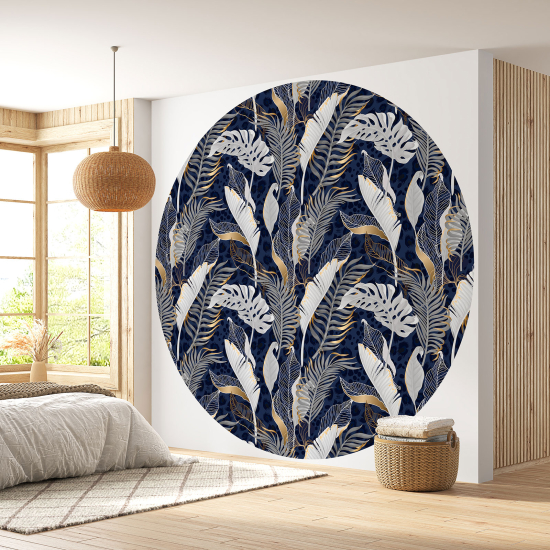 Round / Circle Wall Mural - Wallpaper - Botanical pattern