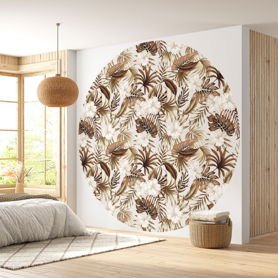 Round / Circle Wall Mural - Wallpaper - Botanical pattern