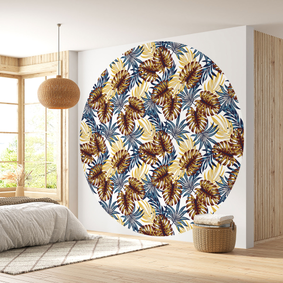 Round / Circle Wall Mural - Wallpaper - Botanical pattern