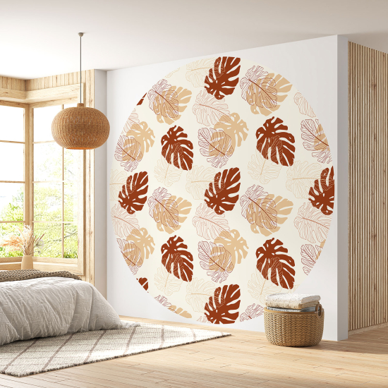 Round / Circle Wall Mural - Wallpaper - Botanical pattern