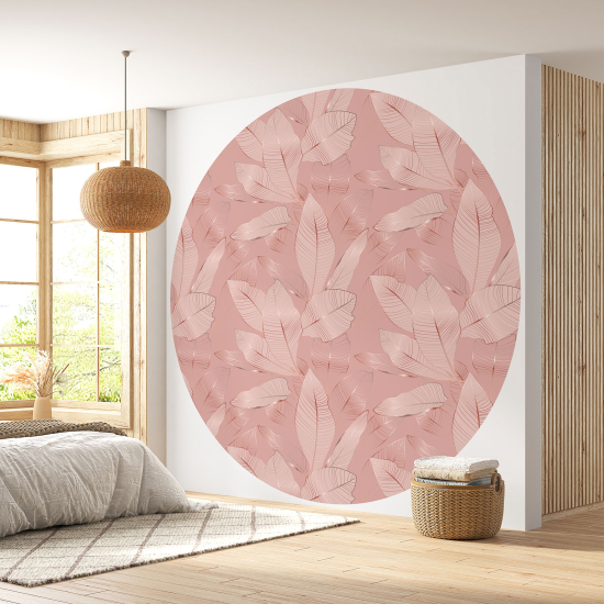 Round / Circle Wall Mural - Wallpaper - Botanical pattern