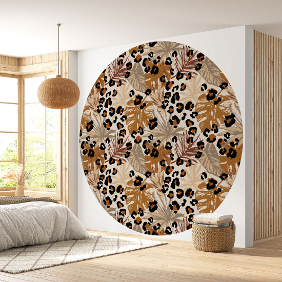 Round / Circle Wall Mural - Wallpaper - Botanical pattern