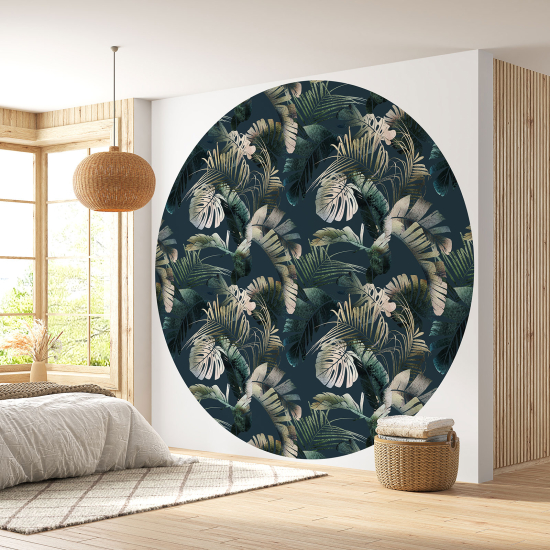 Round / Circle Wall Mural - Wallpaper - Botanical pattern