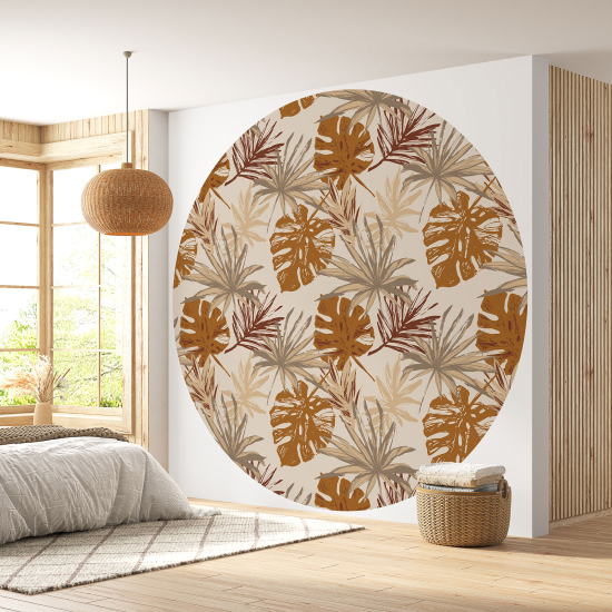 Round / Circle Wall Mural - Wallpaper - Botanical pattern