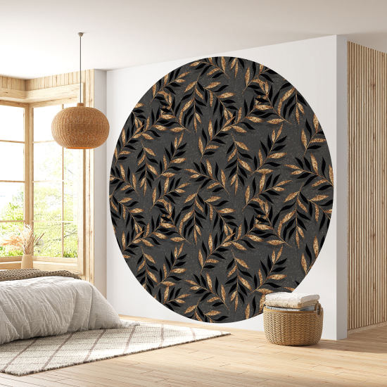 Round / Circle Wall Mural - Wallpaper - Botanical pattern