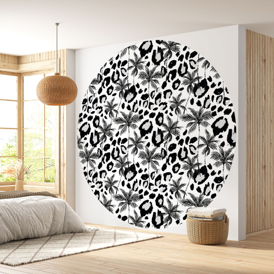 Round / Circle Wall Mural - Wallpaper - Botanical pattern