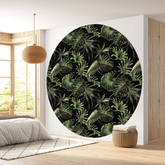 Round / Circle Wall Mural - Wallpaper - Botanical pattern