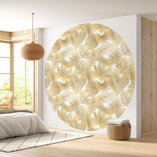 Round / Circle Wall Mural - Wallpaper - Botanical pattern