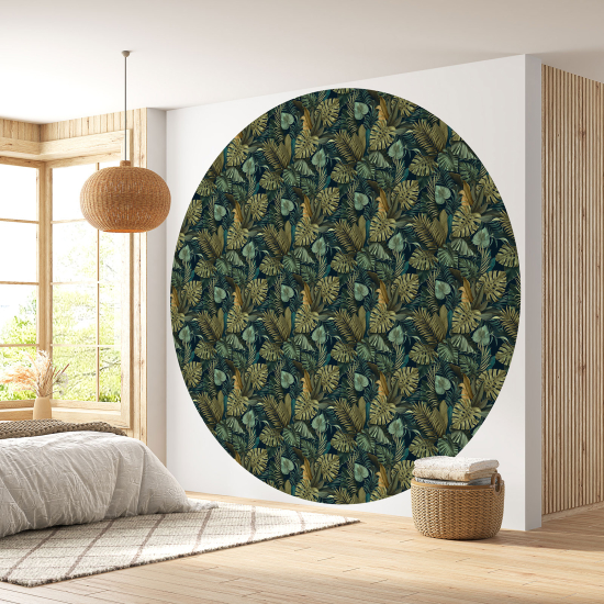 Round / Circle Wall Mural - Wallpaper - Botanical pattern