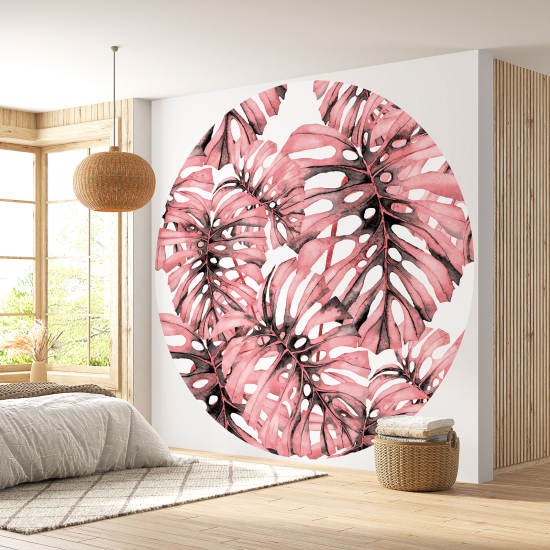 Round / Circle Wall Mural - Wallpaper - Botanical pattern