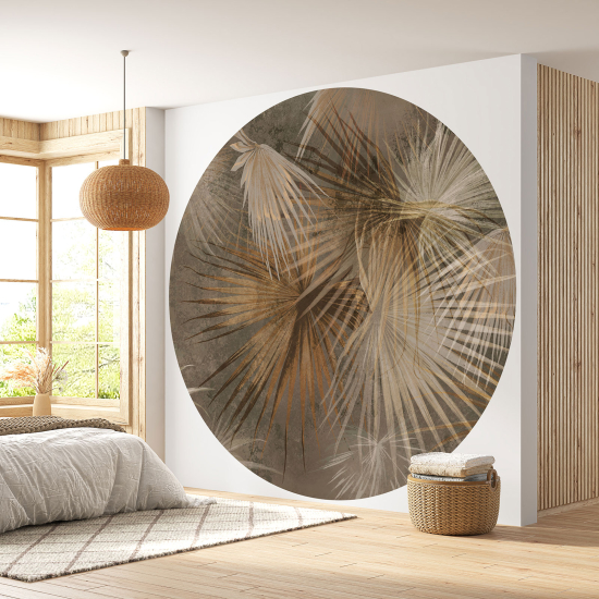 Round / Circle Wall Mural - Wallpaper - Botanical pattern