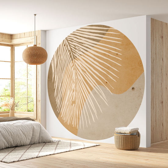 Round / Circle Wall Mural - Wallpaper - Botanical pattern